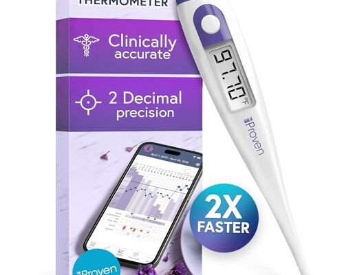 Digital Basal Body Thermometer, 1/100th Degree High Precision, Quick 60-Sec Reading, Memory Recall, Accurate BBT Thermometer for Natural Ovulation Tracking by iProven