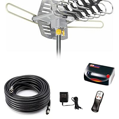 Digital Outdoor Amplified hd tv Antenna 150 Miles Range,Support 4K 1080p and 2 TVs with 40 ft Coax Cable,Adapter,without Pole