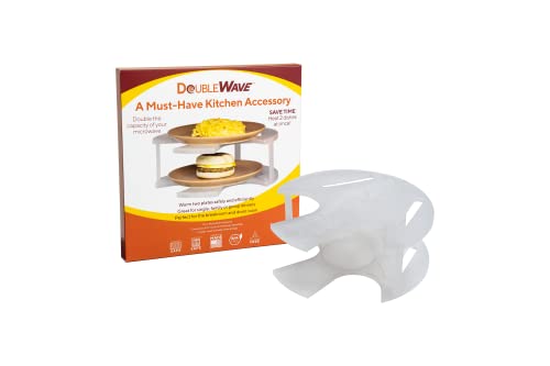 DoubleWave New Mini 2-Tiered Sturdy Microwave Plate Stacker for Small Microwaves, (Mini Neutral)