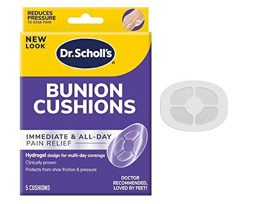 Dr. Scholl's BUNION CUSHION with Hydrogel Technology, 5ct // Cushioning Protection against Shoe Pressure and Friction that Fits Easily In Any Shoe for Immediate and All-Day Pain Relief