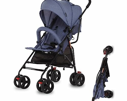 Dream On Me Vista Moonwalk Baby Stroller in Blue, Lightweight Infant Stroller with Compact Fold, Multi-Position Recline Umbrella Stroller with Canopy, Extra Large Storage and Cup Holder