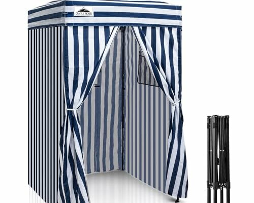 EAGLE PEAK Flex Ultra Compact 4x4 Pop-up Canopy, Sun Shelter, Changing Room, Portable Privacy Canopy Cabana for Pool, Fashion Photoshoots, or Camping, White/Blue