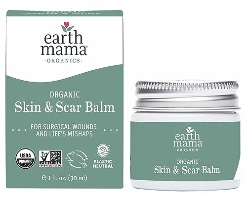 Earth Mama Organic Skin & Scar Balm |C-Section Recovery Skin Care, Pregnancy Stretch Mark Scar Cream with Organic Jojoba Oil, Tamanu Oil & Gotu Kola