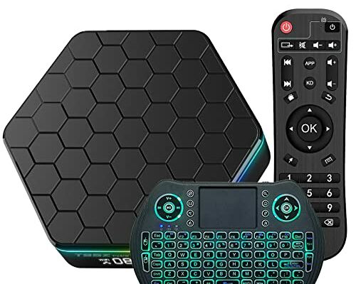 EASYTONE Android TV Box 12.0,2024 Android TV Box 4GB 64GB H618 Quad Core Support WIFI6 2.4/5G WiFi BT5.0 Ethernet 100M 6K TV Box with HDR 10+ Smart TV Box Android with Mini Wireless Keyboard