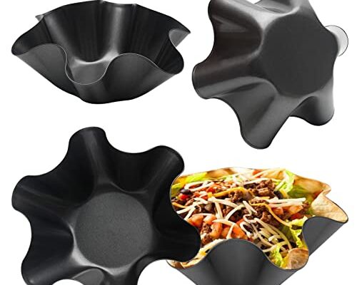 EKDJKK Taco Salad Bowl Maker Molds, 4 Packs Non Stick Carbon Steel Baking Bowls Tortilla Bowl Maker Shell Pans Taco Shell Maker, 16.5x7.5x6cm