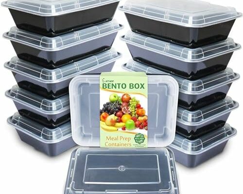 Enther Meal Prep Containers 12 Pack 1 Compartment Single Lids Food Storage Bento BPA Free | Stackable | Reusable Lunch Boxes, Microwave/Dishwasher/Freezer Safe Portion Control (28 oz)