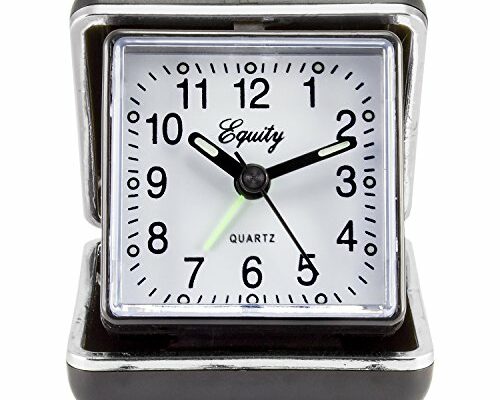 Equity by La Crosse Quartz Analog Fold-Up Travel Alarm Clock, Pack of 1, Black