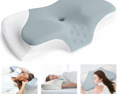 ErgoPlush Memory Foam Ergonomic Pillow for Neck Pain Relief, Head and Neck Orthopedic Support, Contoured for Side, Back, and Stomach Sleepers, Designed for TMJ tension and Snoring