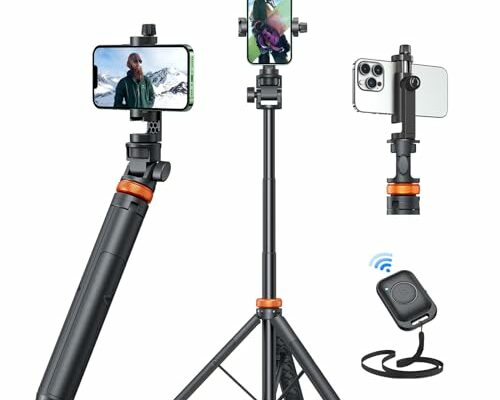 EUCOS Newest 62" Phone Tripod, Tripod for iPhone & Selfie Stick Tripod with Remote, Extendable Phone Tripod Stand & Travel Tripod, Solidest Cell Phone Tripod Compatible with iPhone/Android