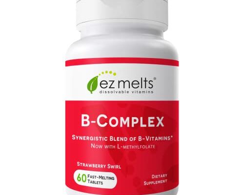 EZ Melts Dissolvable Vitamin B-Complex Tablet with Methyl B12 & Methyl Folate, Sugar-Free, 2-Month Supply