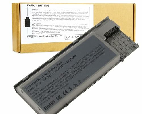 Fancy Buying Laptop Battery for Dell Latitude D620 D630 D630C D630N D631 D640 PC764, JD634, 312-0383, 451-10298 P/N's: PP18L RD300 RD301 PC764 TC030 TD175-12 Months Warranty (6 Cells 11.1V 5200mAh)