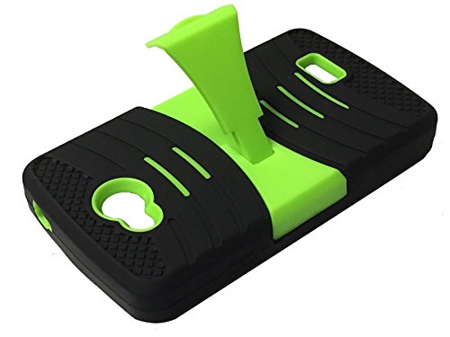 FastSun Hybrid Impact Kickstand Phone Cover Case for LG Transpyre VS810PP Accessory (Black-Green)