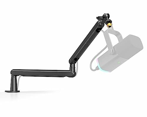 FIFINE Microphone Boom Arm, Low Profile Adjustable Stick Microphone Arm Stand with Desk Mount Clamp, Screw Adapter, Cable Management, for Podcast Streaming Gaming Studio-BM88