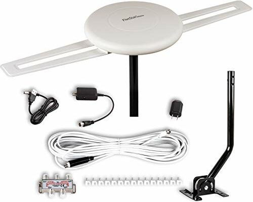 Five Star HDTV Antenna - 360° Omnidirectional Amplified Outdoor TV Antenna up to 150 Miles Indoor/Outdoor,RV,Attic 4K 1080P UHF VHF Supports 4TVs Installation Kit & Mounting Pole