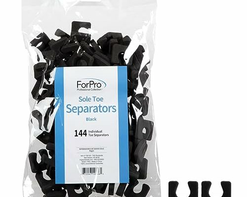 ForPro Sole Toe Separators - Black Luxurious Foam Separators - Individual Toe Separators for Pedicures – 144-Count