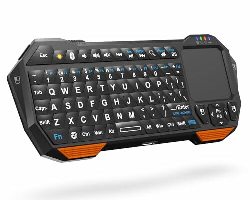 Fosmon Mini Bluetooth Keyboard (QWERTY Keypad), Wireless Portable with Touchpad, Compatible with Apple TV, Amazon Fire Stick, PS4, PS4 Pro, PS5, HTPC/IPTV, VR Glasses, Smartphones