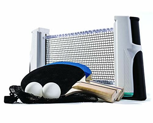 Franklin Sports Anywhere Table Tennis – Complete Portable Ping-Pong Set – includes Ping-Pong Paddles, Balls, Net, Plus Easy-Carry Bag – Easy Set-Up – Expands to 6’ – Easily Attaches to Table Surfaces