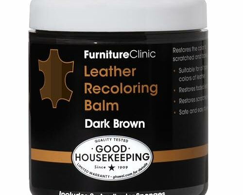 Furniture Clinic The Original Leather Recoloring Balm 16 Colors - Leather Repair Kit for Furniture - Restore Couches, Car Seats & More - Leather Dye for Scratched and Faded Leather (Dark Brown)