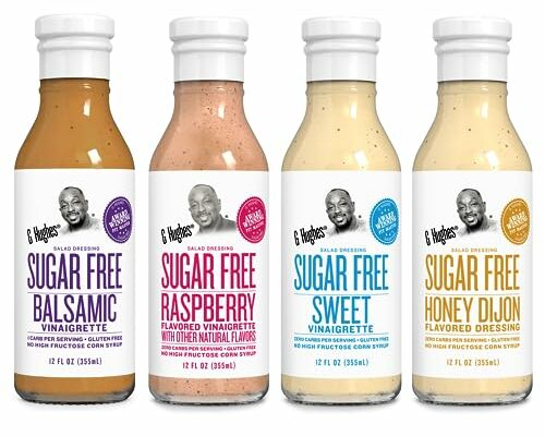 G Hughes Sugar Free, Salad Dressing Bundle - Gluten Free Dressings, Keto-Friendly, Low Carb Dressing, Healthy 12 Oz Bottles (4-Pack Honey Dijon, Sweet, Raspberry, & Balsamic)