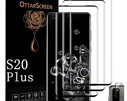 Galaxy S20 Plus Screen Protector, 3 Pack Tempered Glass Screen Protector, 1 Pack Camera Lens Protector, 9H Hardness Tempered Glass Screen Protector for Samsung Galaxy S20 Plus【3+1 Pack 】