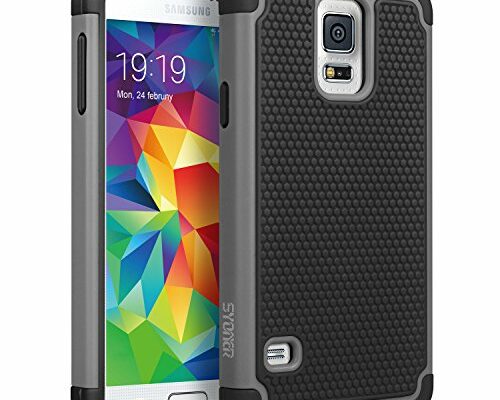 Galaxy S5 Case, SYONER [Shockproof] Hybrid Rubber Dual Layer Armor Defender Protective Case Cover for Samsung Galaxy S5 S V I9600 [Gray/Black]