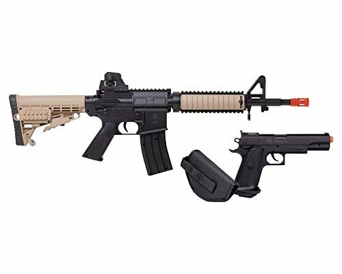 Game Face GFR37PKT Warrior Protection Spring-Powered Airsoft Rifle And Pistol Kit, Earth/Black