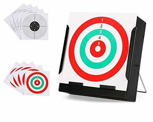 GearOZ Pellet Trap, BB Trap Target with Heavy Steel Metal and Wall-Mounted Design, 10 Pcs Target Papers Included