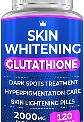 Glutathione Whitening Pills - 120 Capsules 2000mg Glutathione - Effective Skin Lightening Supplement - Dark Spots, Melasma & Acne Scar Remover, Hyperpigmentation Treatment - Anti-Aging Antioxidant