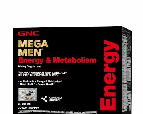 GNC Mega Men Energy & Metabolism Vitapak | Clinically Studied | Energy, Heart Health, and Antioxidants | 30 Count