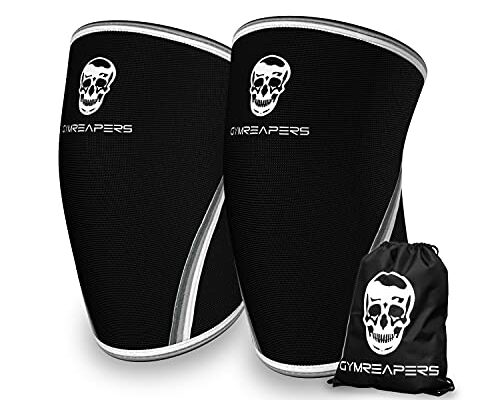 Gymreapers Knee Sleeves (1 Pair) With Gym Bag - IPF Approved - Knee Sleeve & Compression Brace for Squats, Fitness, Weightlifting, and Powerlifting - Gymreapers 7MM Sleeve Pair - For Men & Women - 1 Year Warranty (Large)