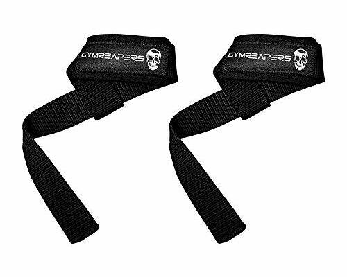 Gymreapers Lifting Wrist Straps for Weightlifting, Bodybuilding, Powerlifting, Strength Training, & Deadlifts - Padded Neoprene with 18" Cotton (Black)