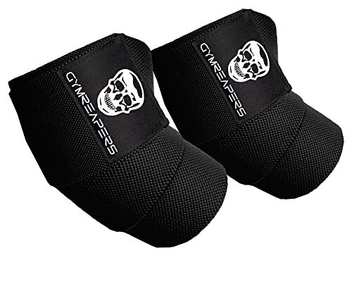 Gymreapers Weightlifting Elbow Wraps (1 Pair) - Flexible 40'' Elbow Compression Strap & Joint Support Brace - For Bench Press, Powerlifting, and Pressing (Black)