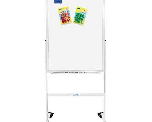 H-Qprobd 24"x36" Dry Erase Board with Stand - Adjustable Height Double Side Mobile Magnetic Rolling Whiteboard on Wheels for Home, Office & School