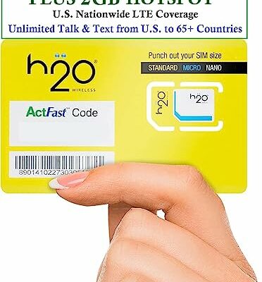 H2O Wireless U.S.A. SIM Card $20 Plan Triple-Cut SIM with Unlimited Data & International Talk & Text and 3GB High-Speed 4G LTE/5G Data with 2GB Hotspot (30-Day Plan) JZN Market