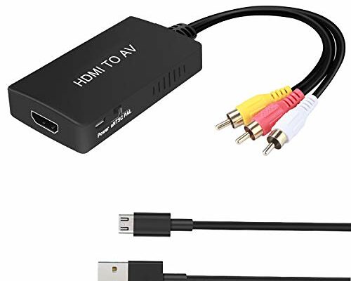 HDMI to RCA Converter, HDMI to AV 3RCA CVBs Composite Video Audio Converter Adapter Supports PAL/NTSC for TV Stick, Roku, Android TV Box, DVD ect