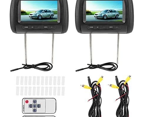 Headrest Monitor,Headrest Monitor For Car-Headrest DVD Player - Car Player Headrest Display-2pcs 7 in Wireless Control Adjustable LCD Video USB MP5 Portable/Remote Display Black