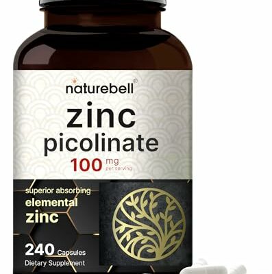 High Potency Zinc Picolinate 100mg - 240 Capsules, Bioavailable Form of Zinc for Immune Support and Skin Health - Non-GMO and Gluten- Zinc Supplements