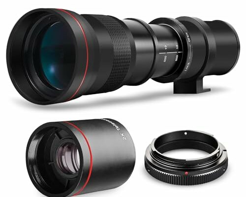 High-Power 420-1600mm f/8.3 HD Manual Telephoto Lens for Nikon D500, D600, D610, D700, D750, D800, D800e, D810, D810a, D850, D3400, D5000, D5100, D5200, D5300, D5500, D5600, D7100, D7200, D7500 DSLR