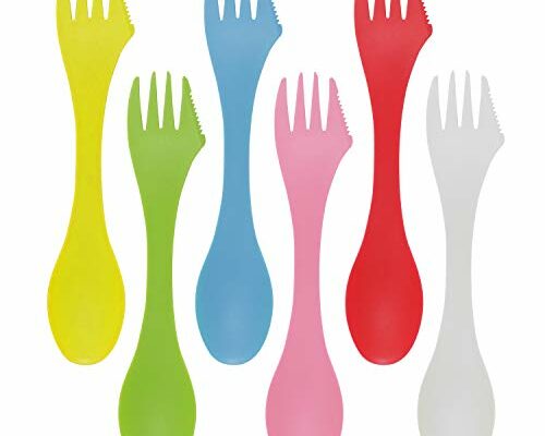 Honbay 6PCS Colorful BPA Free Tritan Sporks Versatile 3 in 1 Utensil Spoon, Fork & Knife Combo Flatware for Outdoor Activities