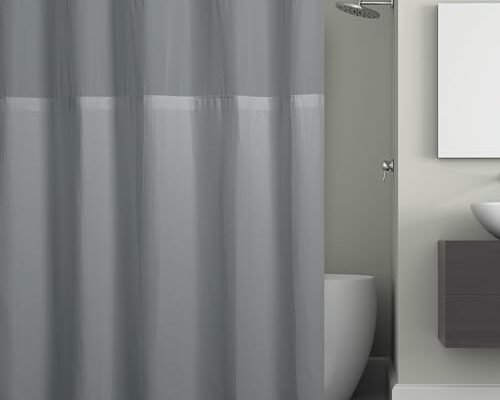 Hookless It's A Snap! Microfiber Shower Curtain, 3-in-1 Shower Curtain includes Shower Curtain with Sheer Top Window, Flex-On Rings & PEVA Snap-in Liner, 71" x 74", Frost Grey