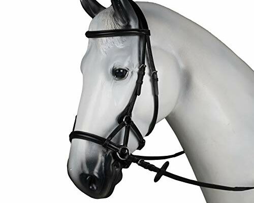 HORZE Denver Soft Leather English Side Pull Bitless Bridle for Horses | Web Reins Included - Black - Pony