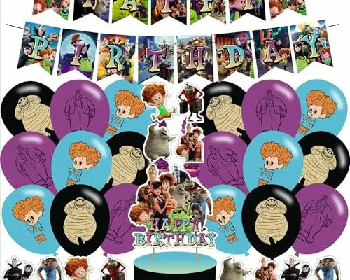 Hotel Transylvania for Fans with happy birthday banner,cake topper ,balloons for Hotel Transylvania theme birthday party decorations