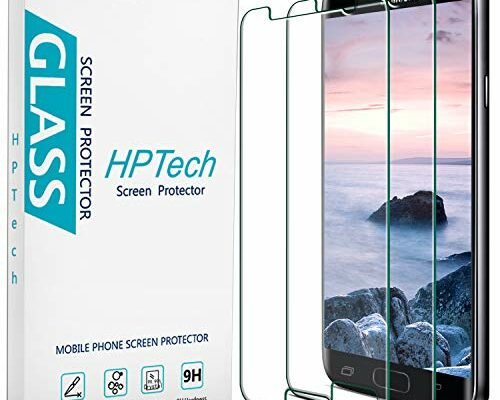 HPTech (2-Pack Galaxy S7 Screen Protector - Tempered Glass Film For Samsung Galaxy S7, Easy to Install, Bubble Free, 9H Hardness