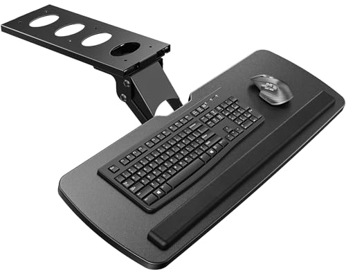 HUANUO Keyboard Tray Under Desk, 360 Adjustable Ergonomic Sliding Keyboard & Mouse Tray, 25"W x 9.84"D, Black