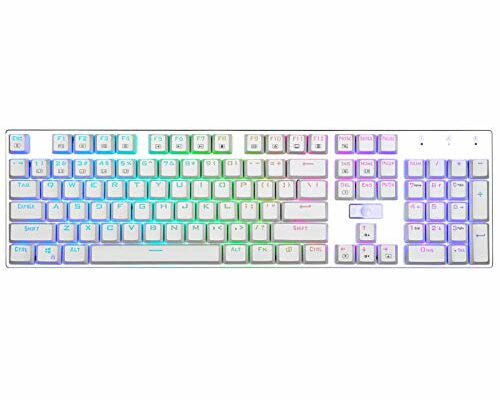 HUO JI E-Yooso Z-88 Mechanical Gaming Keyboard USB Wired, Programmable RGB Backlit, Red Switch - Linear, Metal Panel, 104 Keys for Mac, PC, White