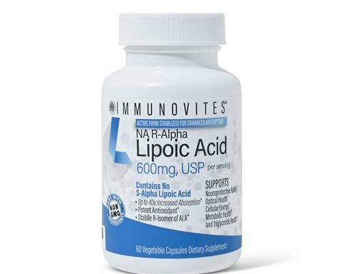 IMMUNOVITES Stabilized R-Alpha Lipoic Acid ((True)) 600mg per Serving [[High Potency & up to 40x Increased Absorption]] (Na R-ALA) (Na R-LA) (Na R-Lipoate) (1 Bottle)