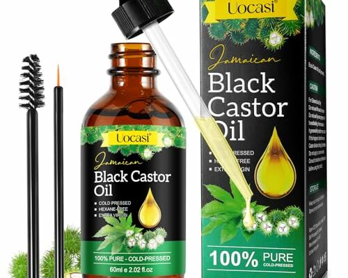 Jamaican Black Castor Oil,100% Pure and Natural Organic Castor Oil Cold Pressed Glass Bottles, Hair Growth, Eyebrow Care, Skin Care, Nourishes and Hydrates Hair, Castor Oil for Body & Carrier Oil