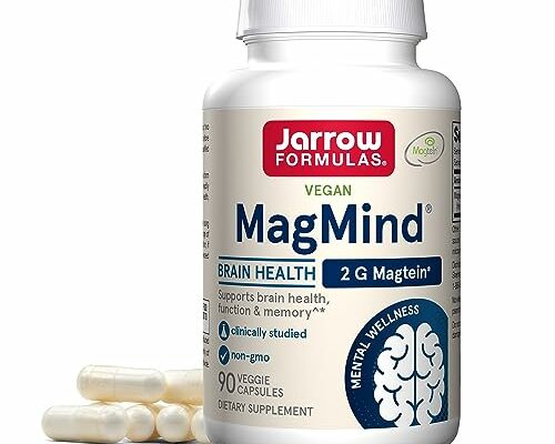 Jarrow Formulas MagMind Brain Health with Magtein (Magnesium L-Threonate), Dietary Supplement for Brain Health, Brain Supplements for Memory Support, 90 Capsules, 30 Day Supply