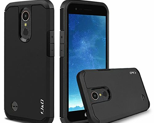 J&D Case Compatible for LG K20 V/LG K20 Plus/LG Harmony/LG K10 2017 / LG V5 / LG Grace Case, Heavy Duty Dual Layer Hybrid Shockproof Protective Rugged Bumper Case for LG K20 V Case, Black