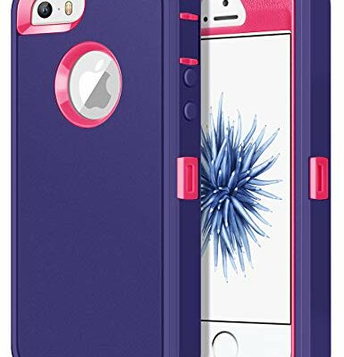 Jelanry iPhone 5S Case Heavy Duty Armor for iPhone 5 Dual Layer Protective Shell iPhone SE 2016 Case Shockproof Sports Rugged Phone Case Anti-scratches Back Cover Non-slip Bumper Hybrid Case, Purple